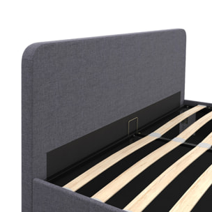 Lit coffre Louise 140x190cm tissu gris