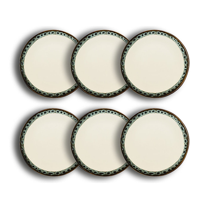 Lot de 6 assiettes plates atome 25cm en faience beige ATOME