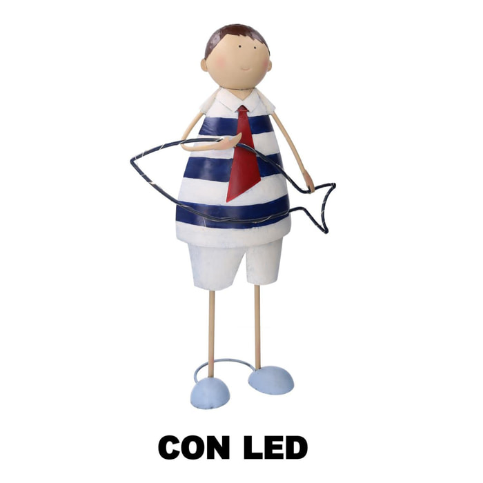 Bambino in metallo Mare con pesce e led cm38,73x15,87h64,13