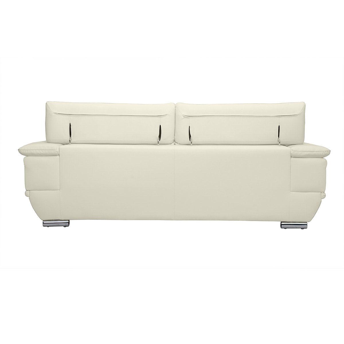 Canapé design avec têtières ajustables 3 places cuir blanc et acier chromé EWING