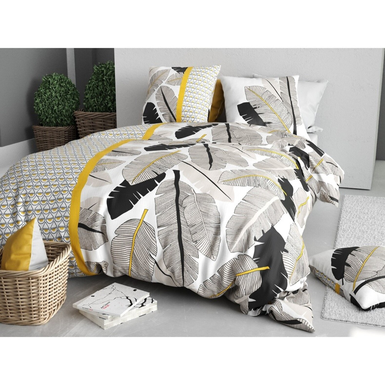 Parure housse de couette imprimée + 2 taies Palmora