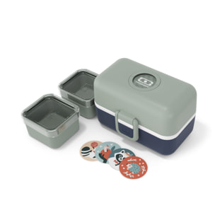 Lunch box à compartiments pour enfant Tresor 800ml Vert/Bleu