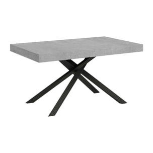 Table extensible 140x90/244 cm Karida Gris Béton cadre Anthracite