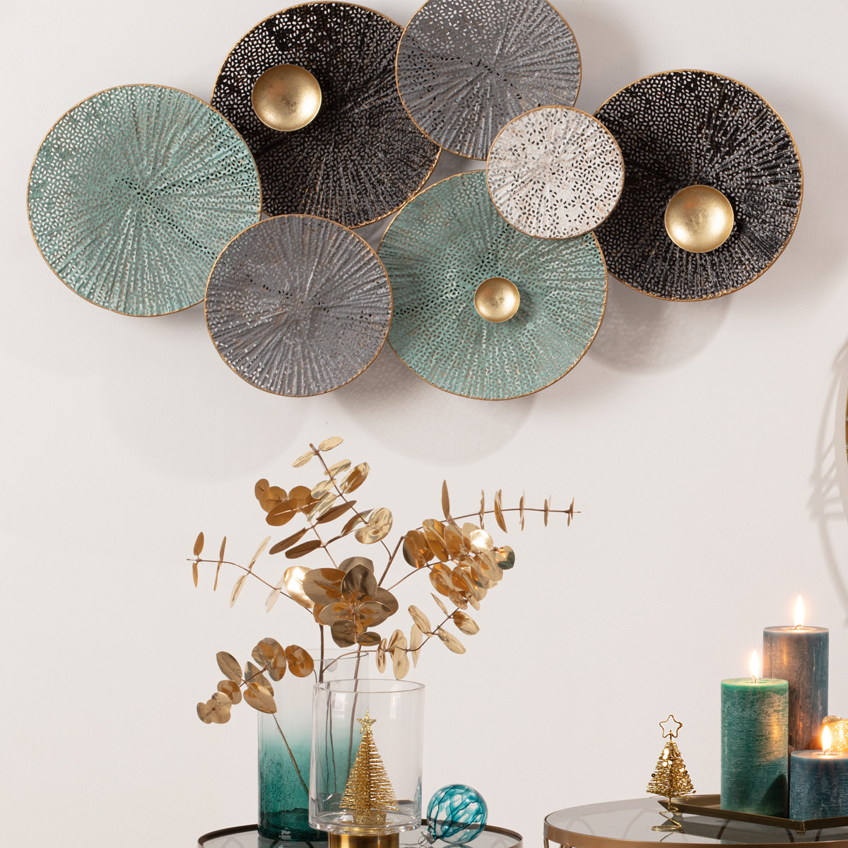 Déco murale "Nénuphar" en métal 90x50 cm