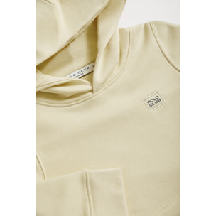 Sudadera orgánica de capucha y bolsillos beige Neutrals kids con logo