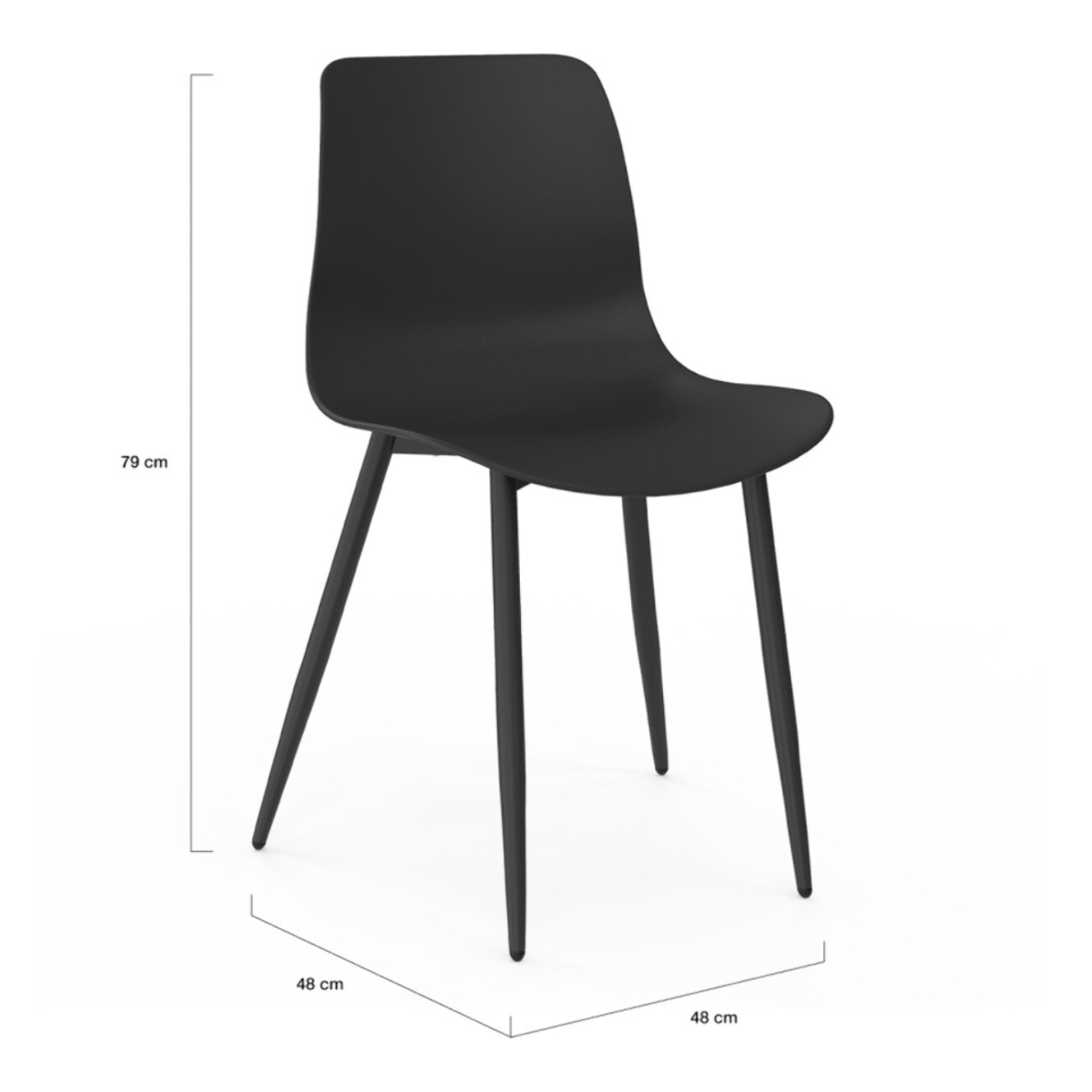 Chaises Nala noires et pieds métal - lot de 6