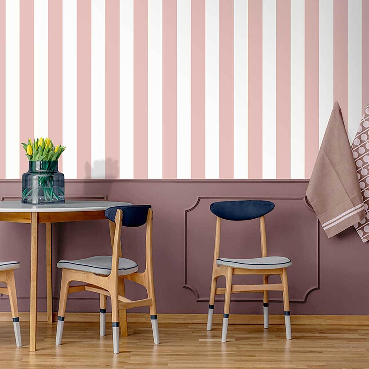 Papier peint rayures larges terracotta gris clair