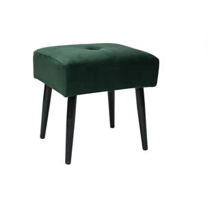 Tabouret bas en tissu effet velours texturé vert foncé et métal noir H46 cm GUESTA