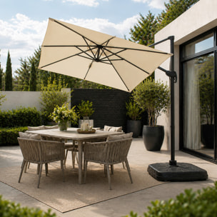 Parasol rectangulaire 2x3m déporté rotatif écru OTA