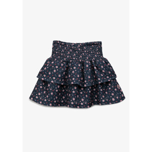 Falda niña estampado flores azul marino