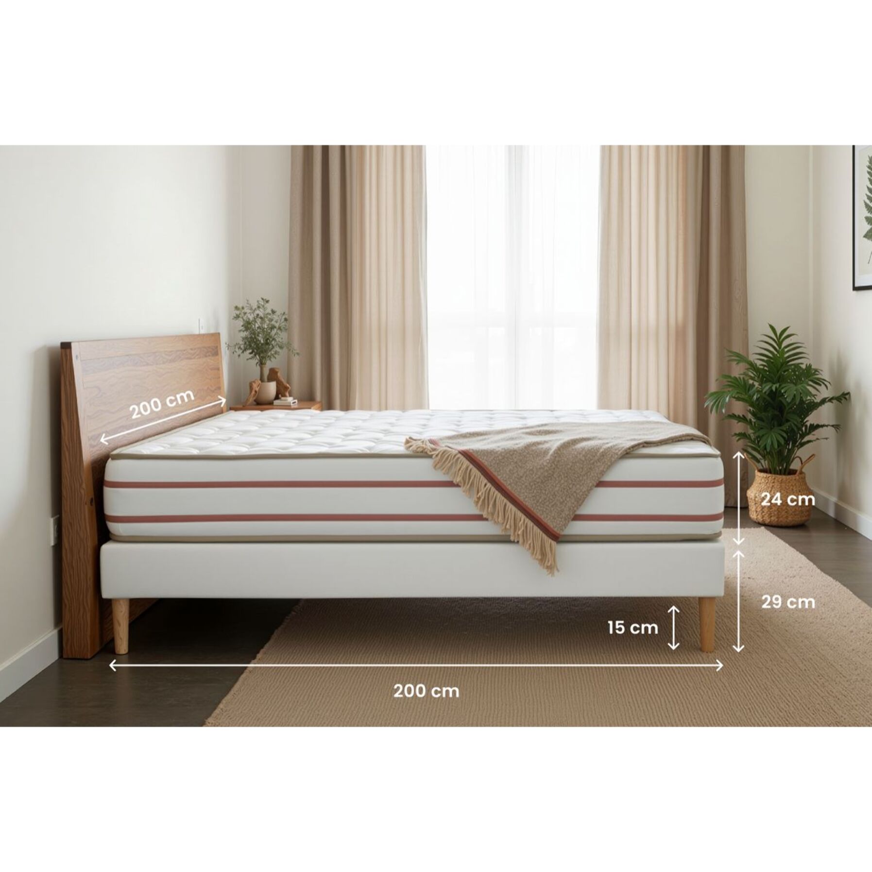 Ensemble - Matelas Mémoire de forme 24cm d'épaisseur - 3 zones de confort - Confort très ferme - Sommier tapissier en kit - 2 places