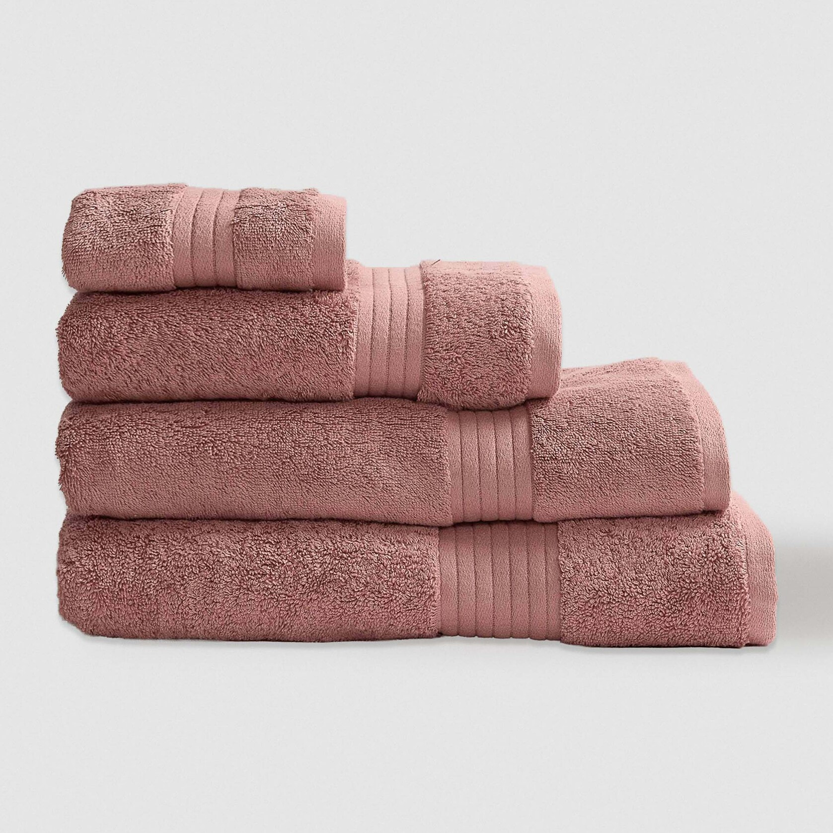 Toalla de baño 700gr/m² cenefa rayas rosa keike