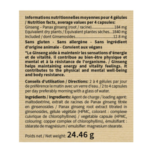 NUTRI EXPERT – Ginseng Rouge – Aide a lutter contre la fatigue et le stress – Soutien des défenses naturelles et vitalité – Stimule le système immunitaire – 100% Extraits Racine de Ginseng – Lot de 2