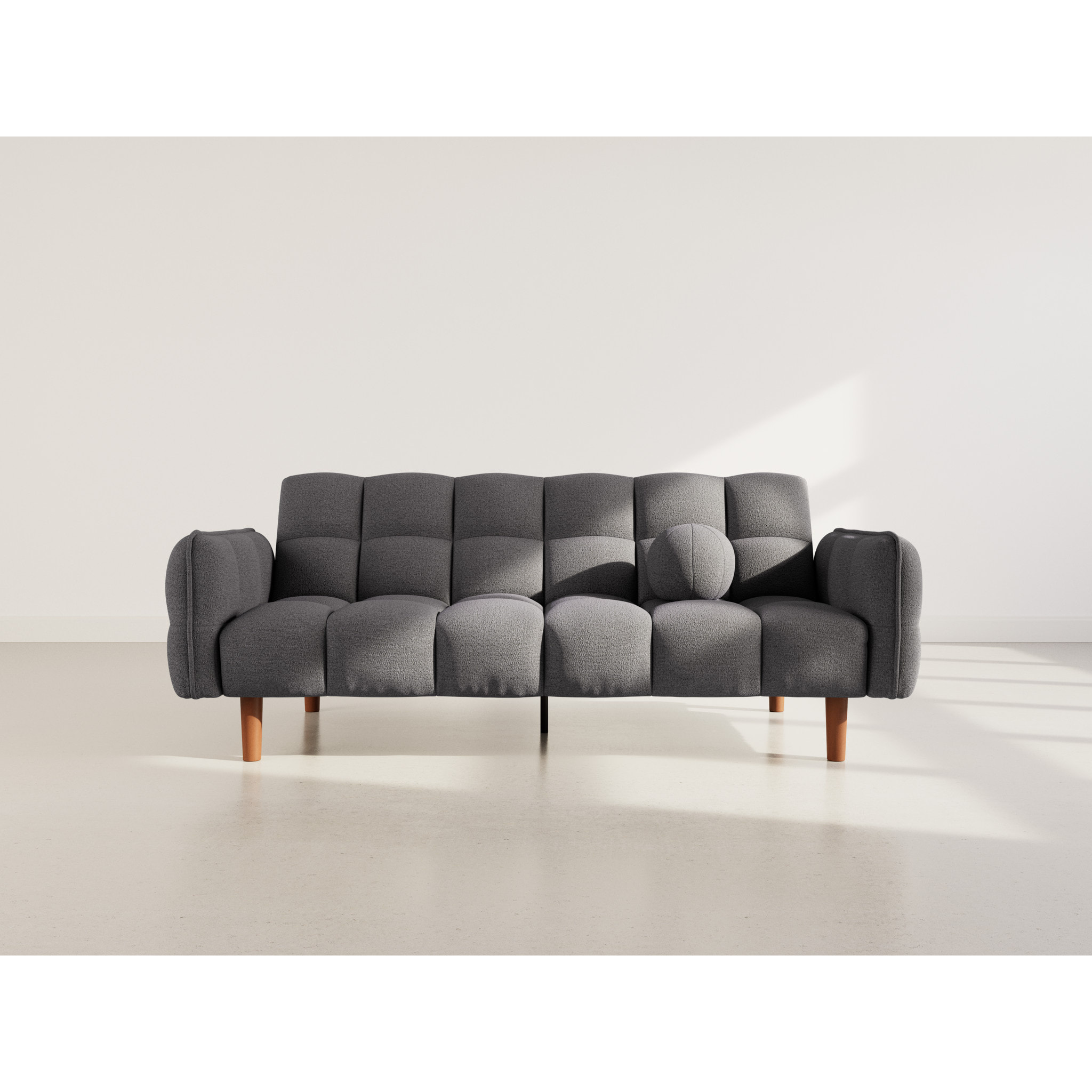 Adam - Canapé convertible clic-clac 2 places en tissu texturé - Gris foncé