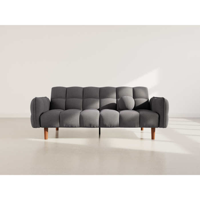 Adam - Canapé convertible clic-clac 2 places en tissu texturé - Gris foncé