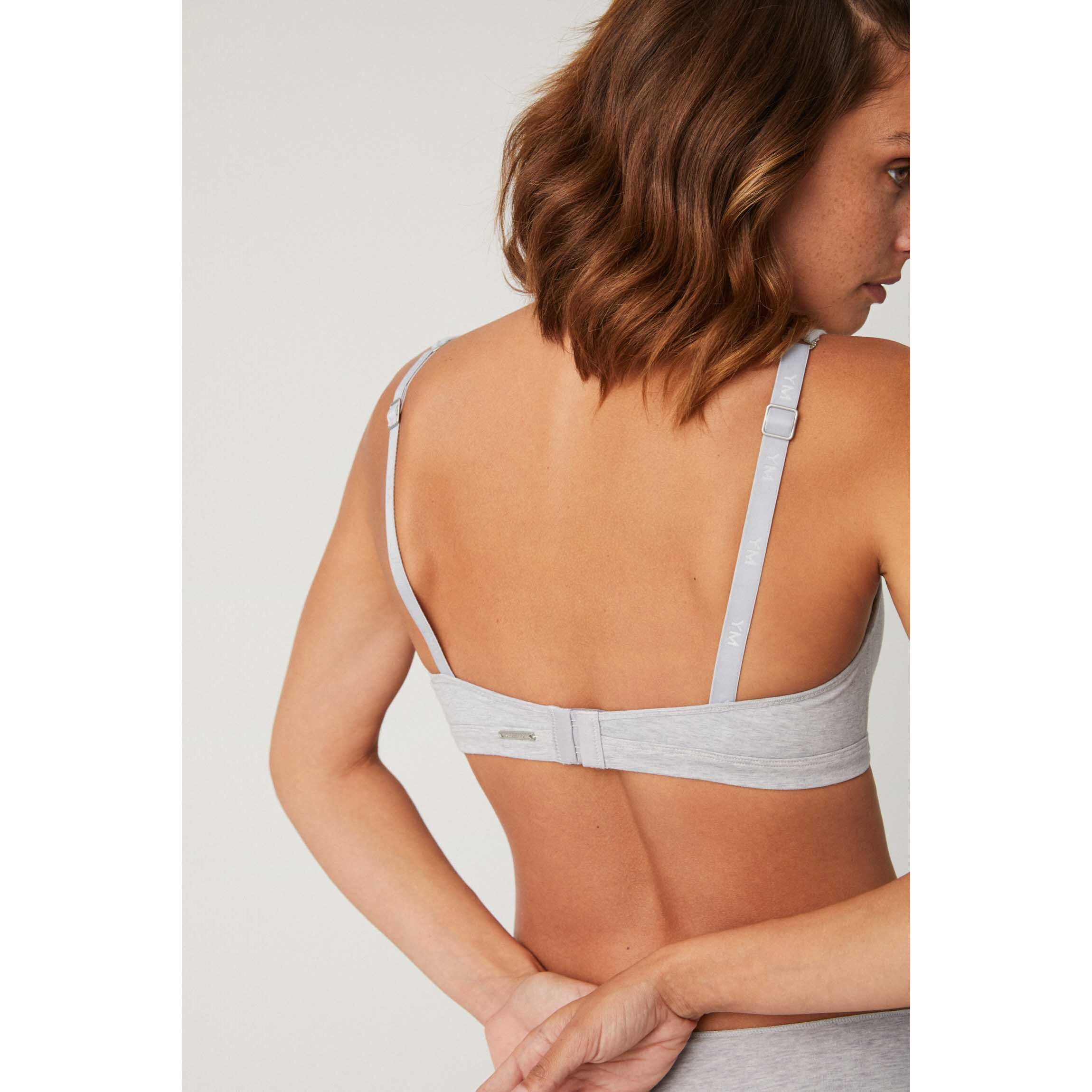 Reggiseno senza ferretto con imbottitura in cotone e modal grigio