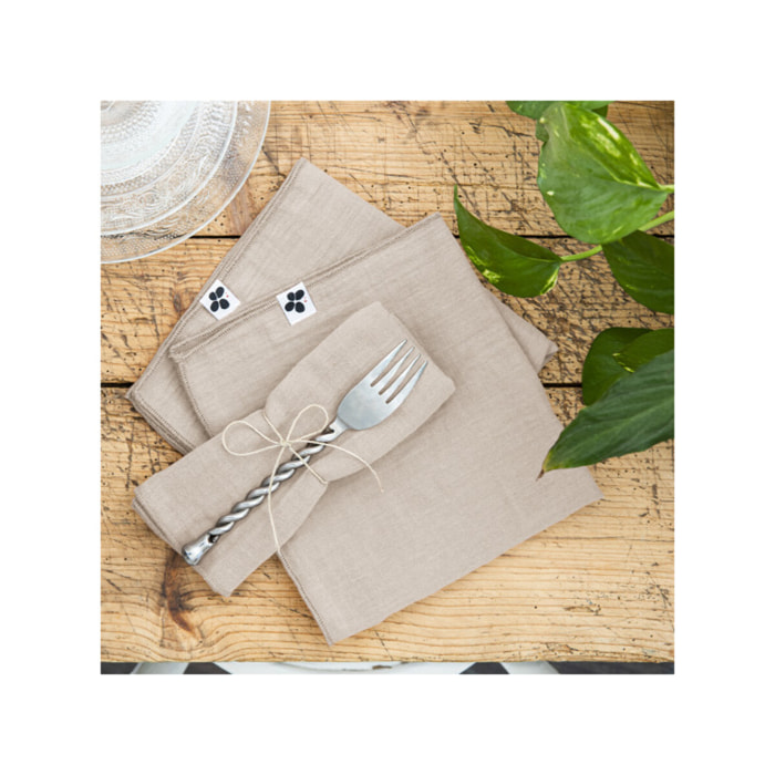 Lot de 3 serviettes 40x40 cm en gaze de coton - 10 coloris - GAIA