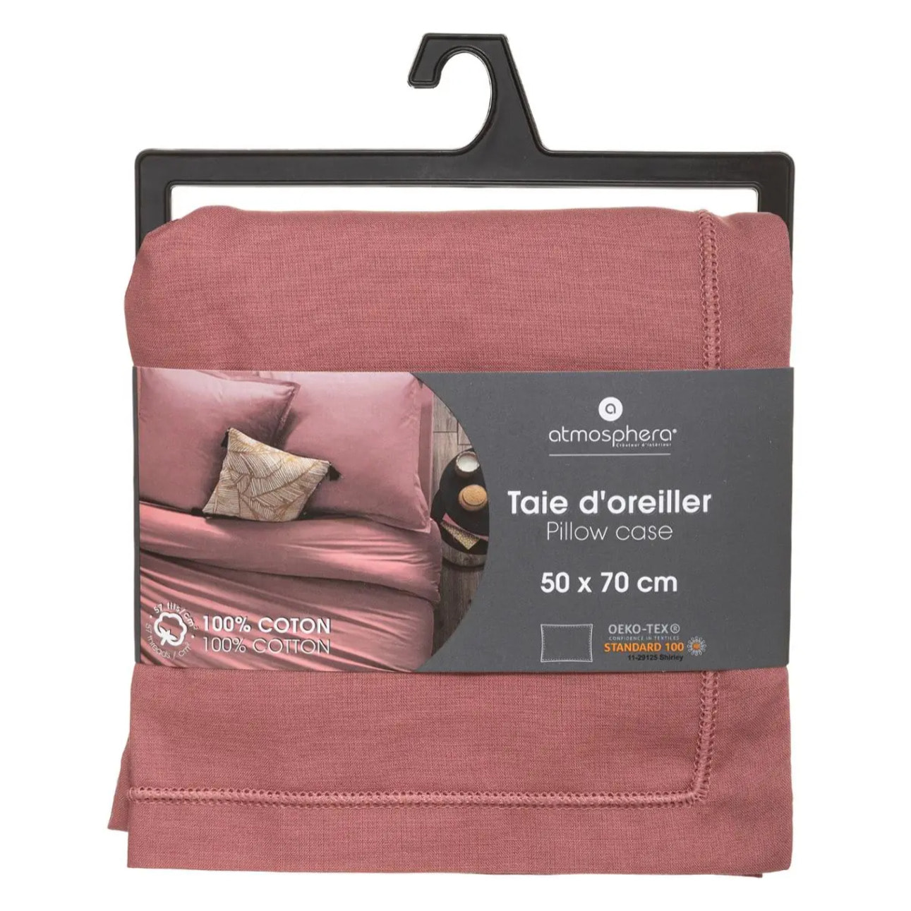 Taie d'oreiller "Carina" coton rose blush 50x70cm