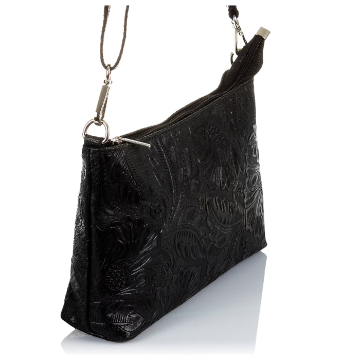 Martia Borsa a tracolla Donna.Pelle autentica Camoscio Incisa Arabesco