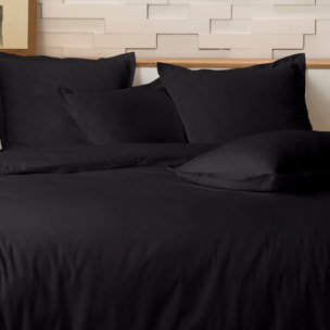 Parure housse de couette 2pcs 100% percale de coton 80 fils_ noir