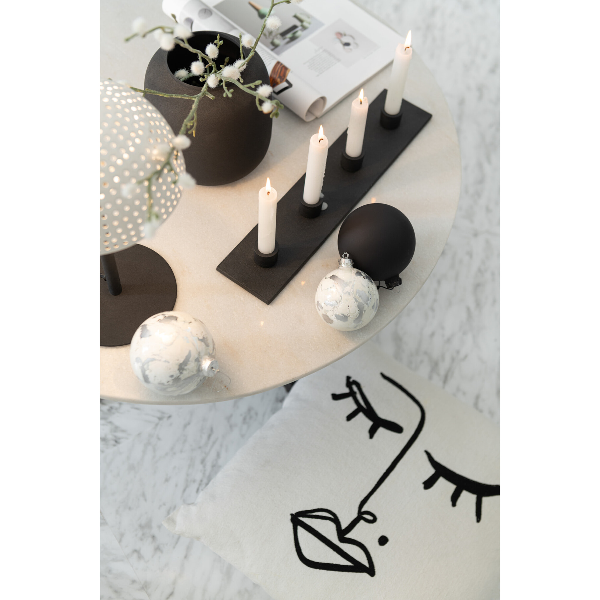 J-Line chandelier 4 Parties - métal - noir