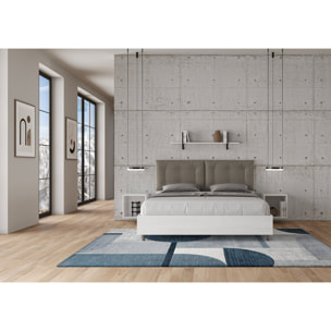 Cama con almacenaje 160x200 con cojines cuero sintético capuchino Egos Annalisa