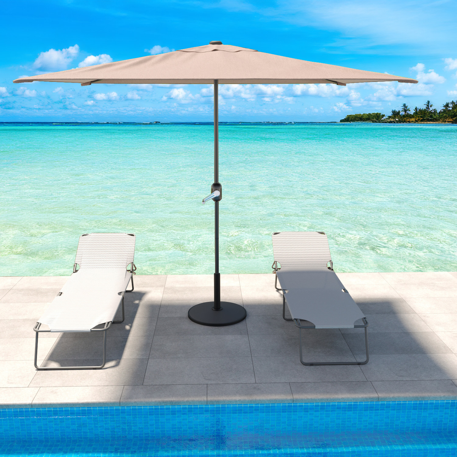 Ombrellone Rettangolare 3x2 M Da Giardino Parasole Per Balcone Con Air Vent Apertura A Manovella Anti UV Idrorepellente Mare Spiaggia Piscina Tortora