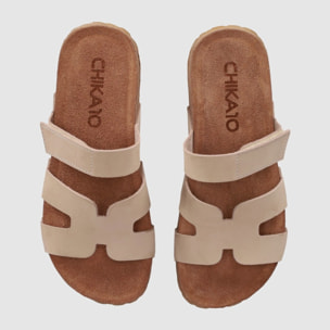 Sandalias de Serraje - Arena - Tacón: Bajo