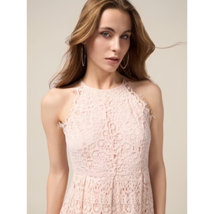 Oltre - Vestito midi in pizzo misto cotone - Rosa