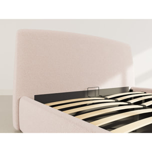 Juliette - lit coffre - 160x200 cm - en tissu bouclette - Beige