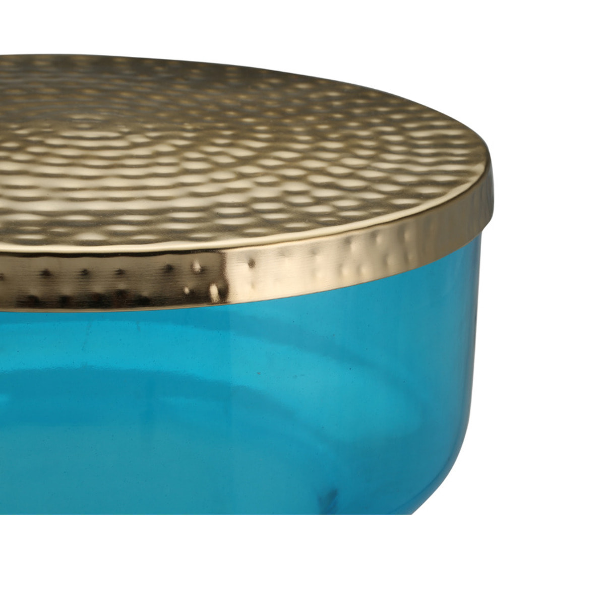 Tavolino da salotto Roman 100 in vetro soffiato blu e oro