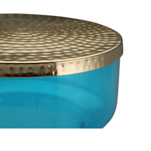 Tavolino da salotto Roman 100 in vetro soffiato blu e oro