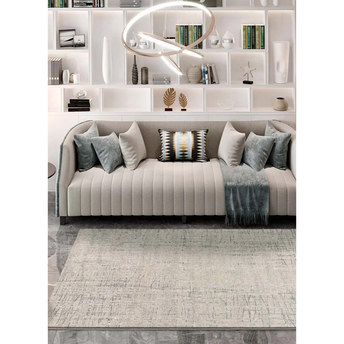 SENSATION Alfombra con juego de texturas y relieves en color plata, varias medidas disponibles.