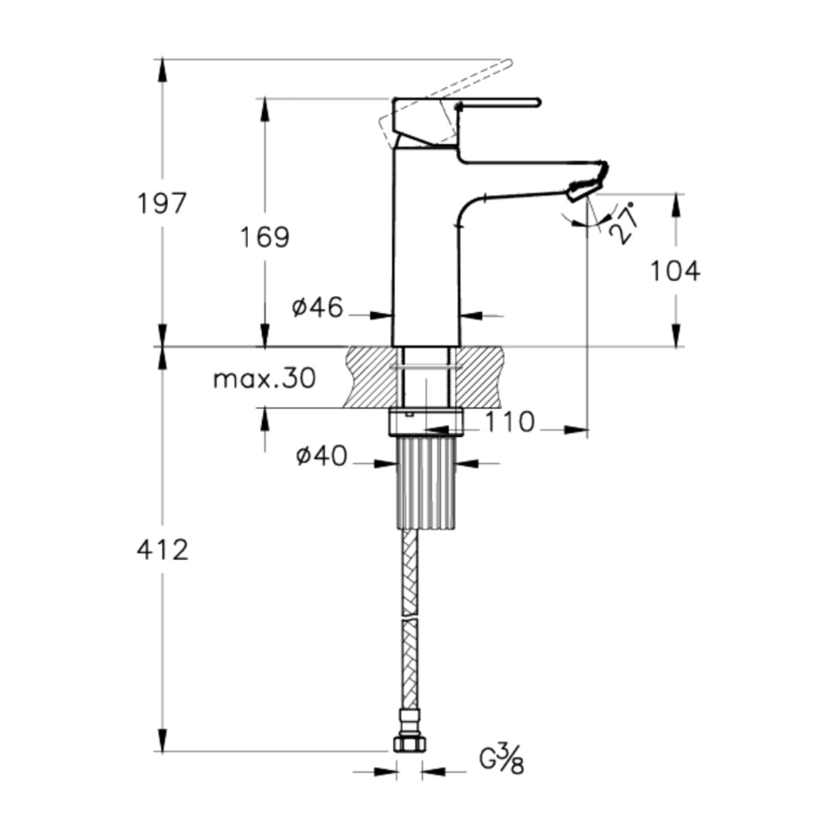 Flow Soft mitigeur de lavabo à levier, sans vidage, chrome (A43013)