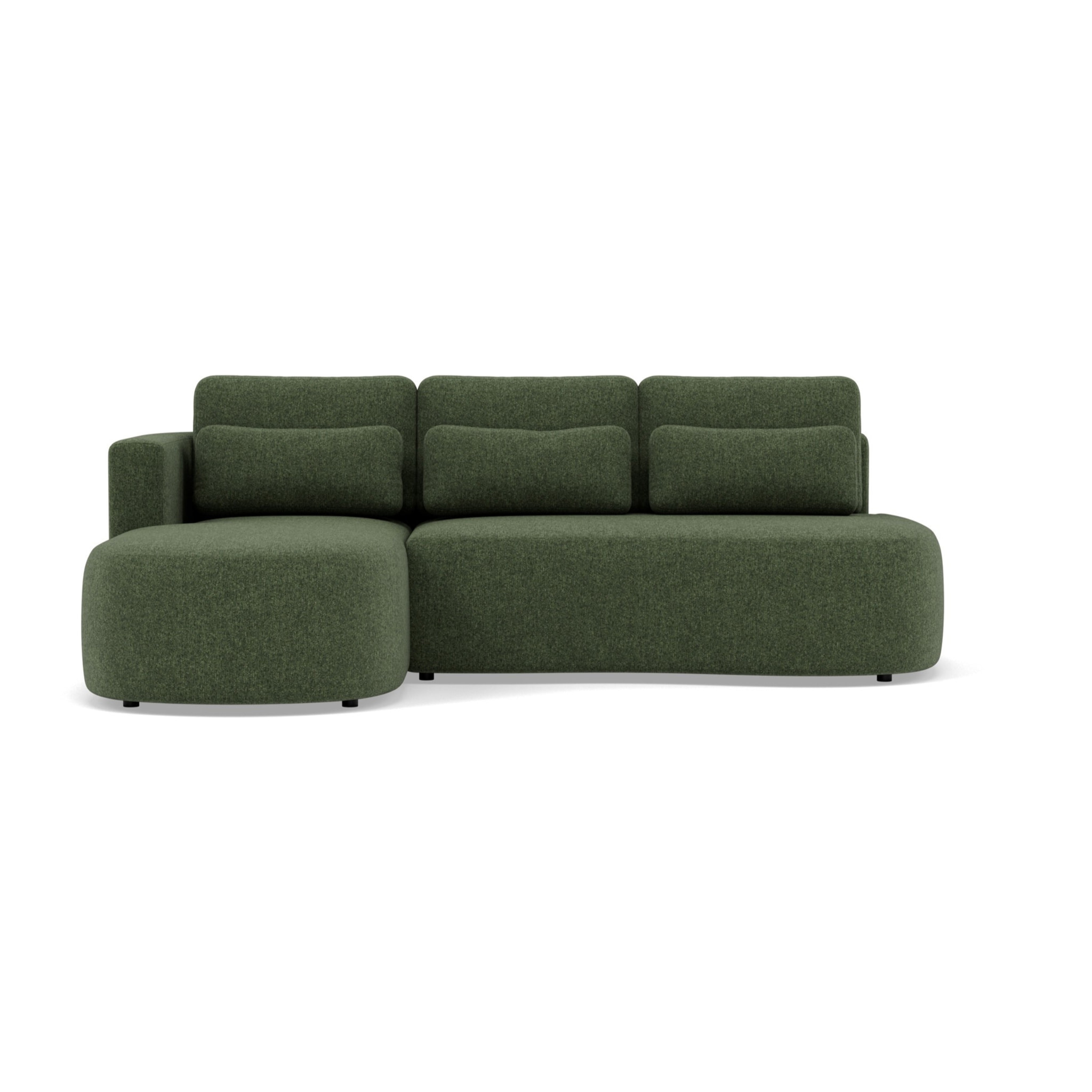 Mahina - canapé d'angle gauche 4 places convertible avec coffre en tissu texturé - Vert