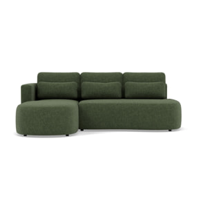 Mahina - canapé d'angle gauche 4 places convertible avec coffre en tissu texturé - Vert