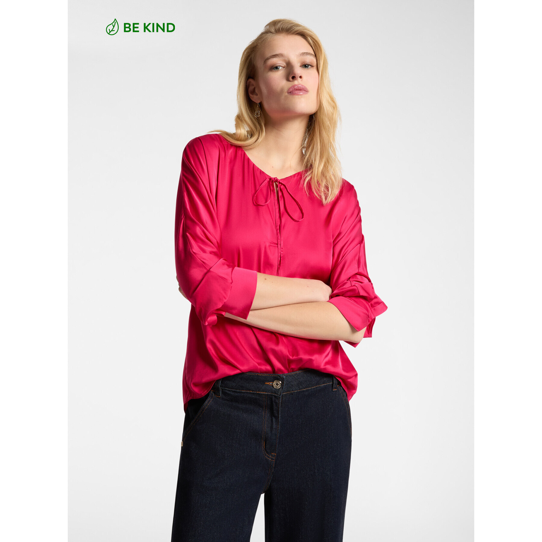 Elena Mirò - Blusa de satén de viscosa LENZING™ ECOVERO™ - Fuchsia