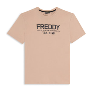 T-shirt con logo centrale e dettaglio camouflage