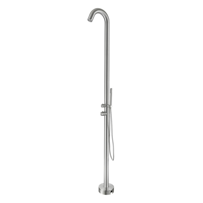 Douche extérieure NATUREL inox 316L 229 cm - douchette à main - piscine & jardin (TS1001)