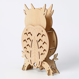 Modello in Legno 3D, design Orologio a forma di Gufo. 46 pezzi.