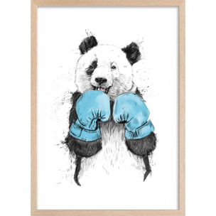 Affiche enfant boxe panda  Affiche sous cadre bois