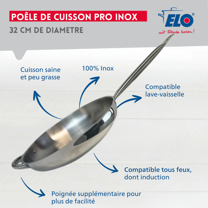 Poêle à frire en inox 18/10 32 cm Elo Profi Therm