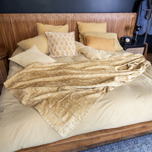 Courte pointe en velours à motif jaune 220cm BYZANCE