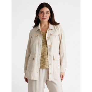 Fiorella Rubino - Chaqueta/camisa ligera con maxi bolsillos - Beige