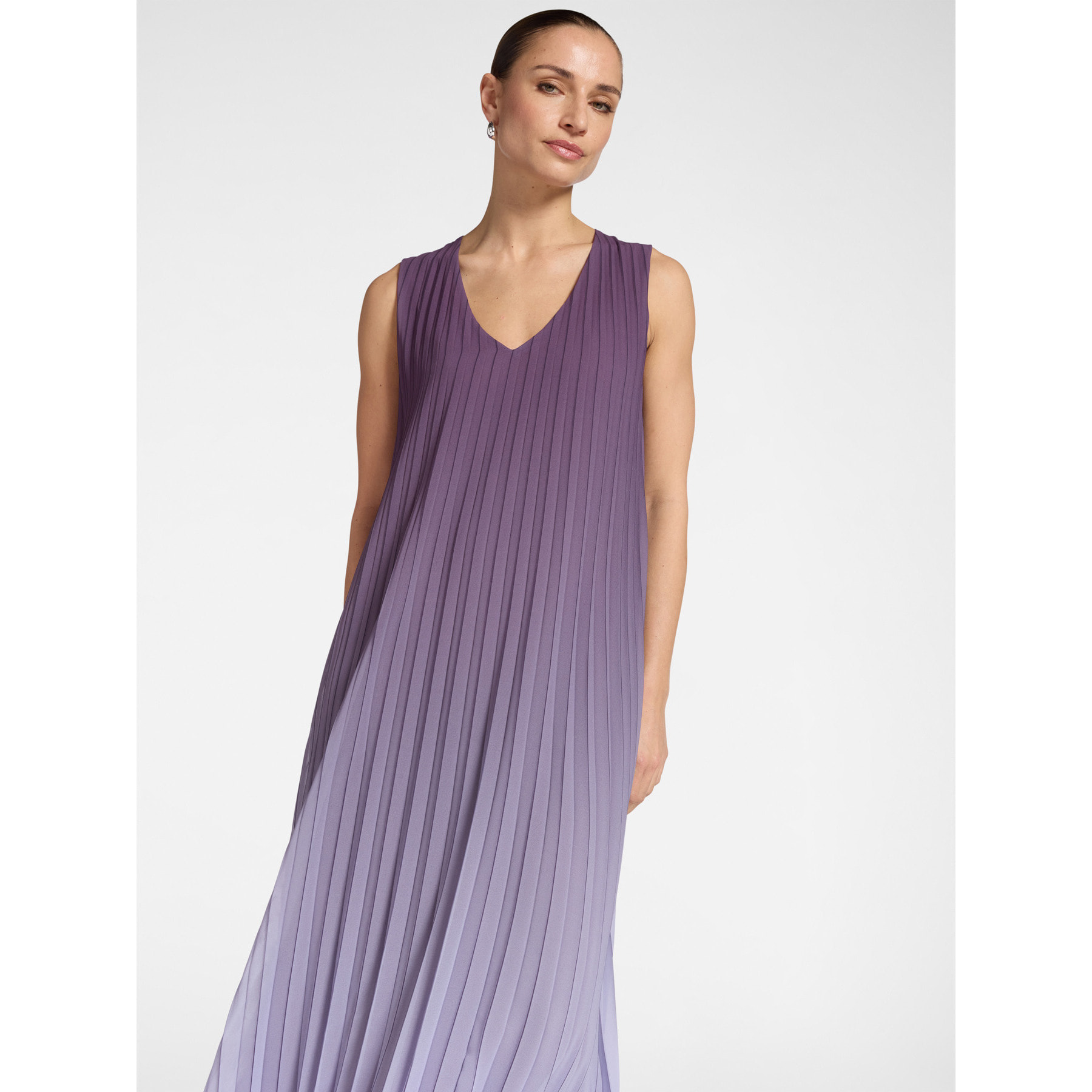 Elena Mirò - Vestido largo plisado - Violeta