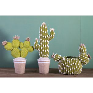 Cachepot A Forma Di Cactus. Larghezza 36 Cm - Pezzi 2 - 36X28X20cm - Colore: Verde - Bianchi Dino - Contenitori Tessuto/Feltro