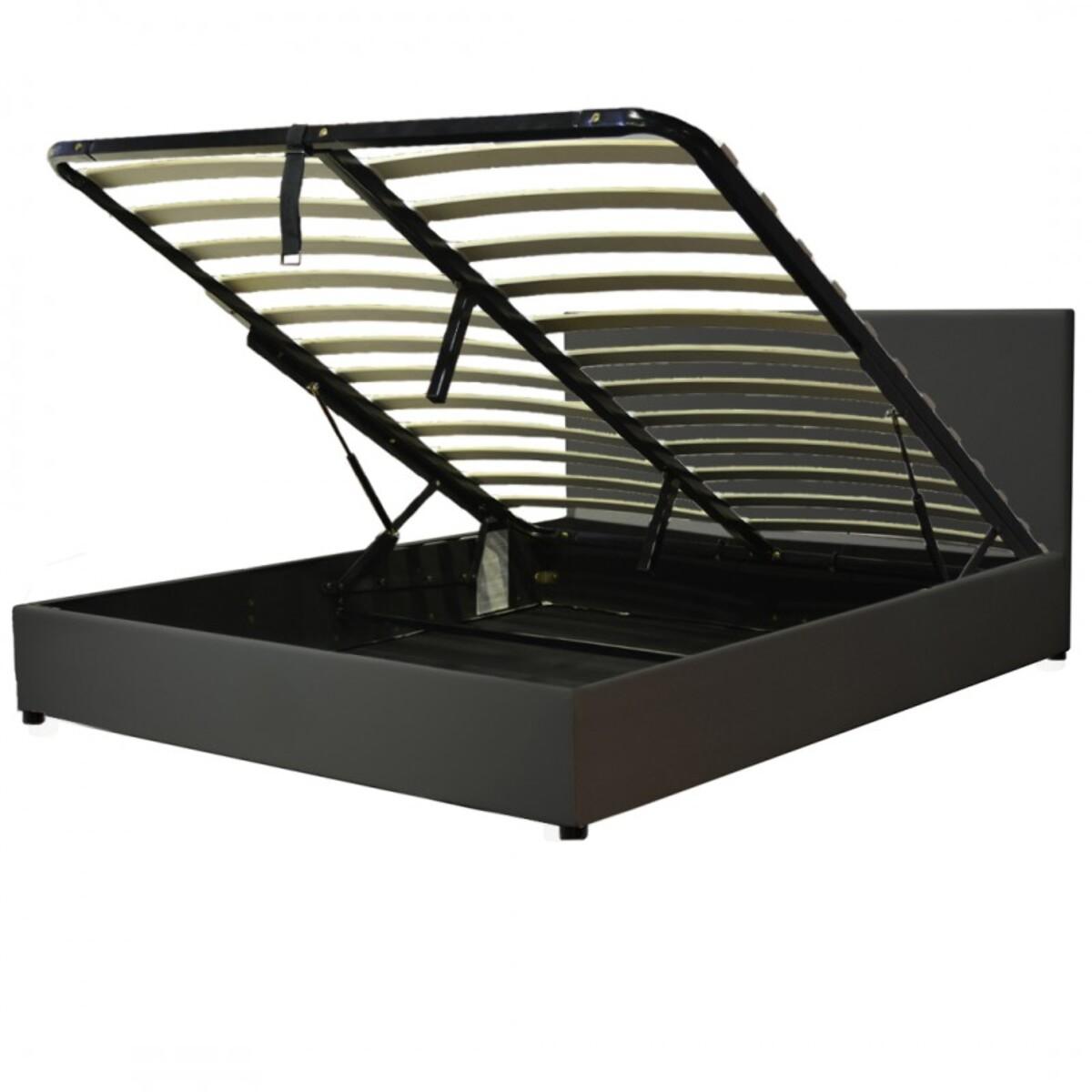 Lit coffre sommier relevable noir | Modele Colisee Simili Cuir | Grande capacite de stockage