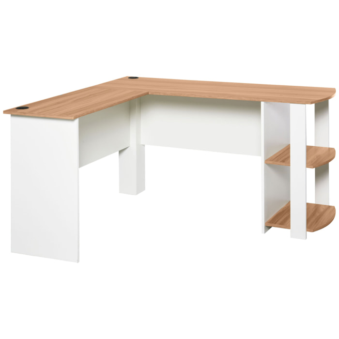 Mesa de PC Esquinera Forma L de Madera 136x130x72cm Blanco