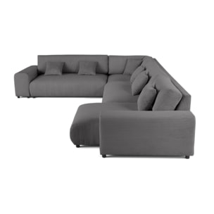 Garance - canapé modulable d'angle gauche - 8 places - en velours côtelé - Gris foncé