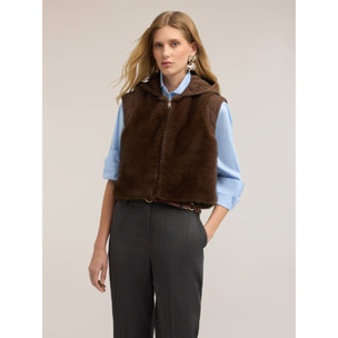 Motivi - Gilet con cappuccio e inserti trapuntati - Marrone